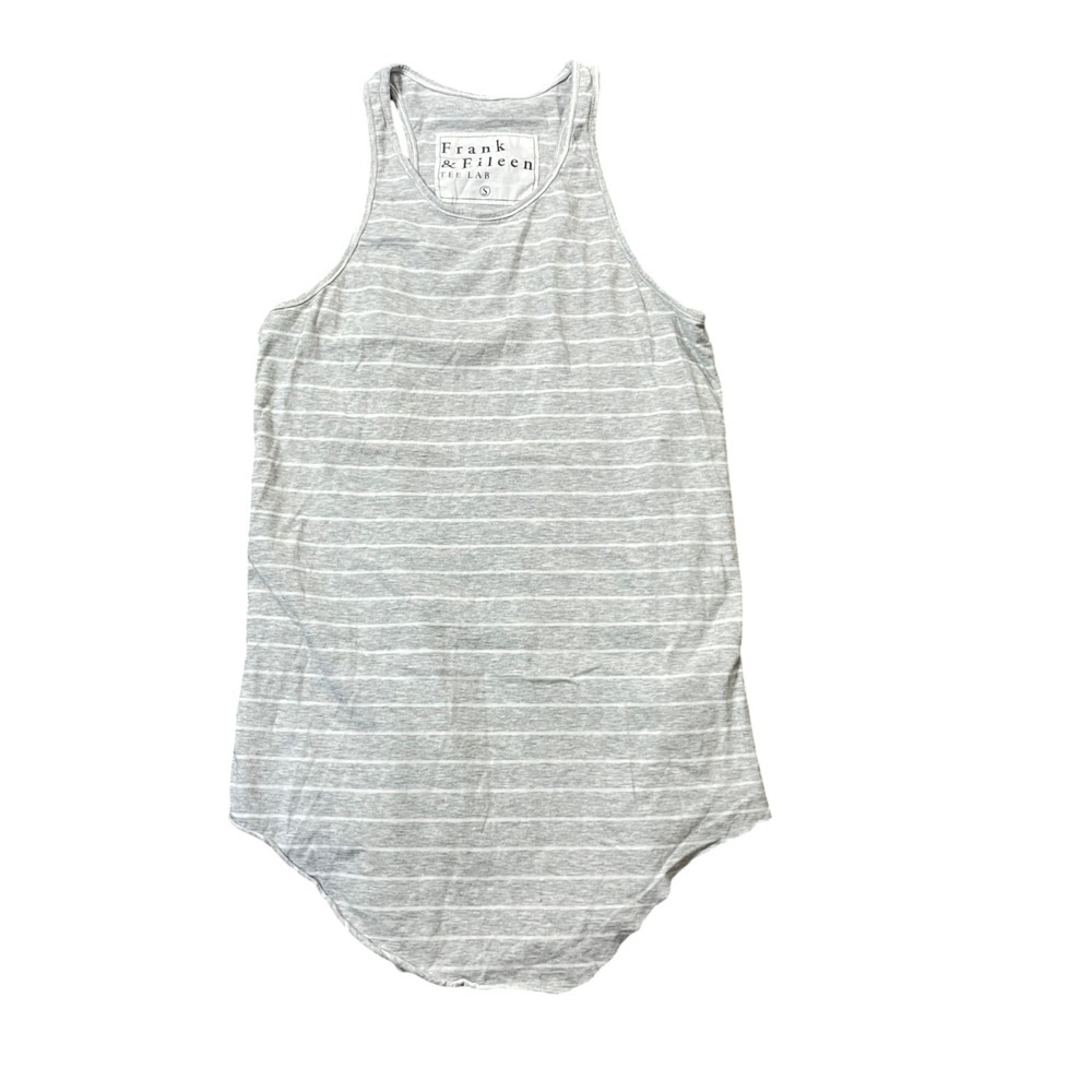 Frank & Eileen Tee Lab Small Gray White Stripe 100% Cotton Tank Razor‎ Back